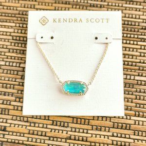 Elisa Aqua Kyocera Opal Pendant Necklace in Gold